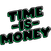 Grafik mit Schriftzug „Time is Money“ – wir übernehmen Online-Marketing, damit Unternehmer mehr Zeit fürs Tagesgeschäft haben